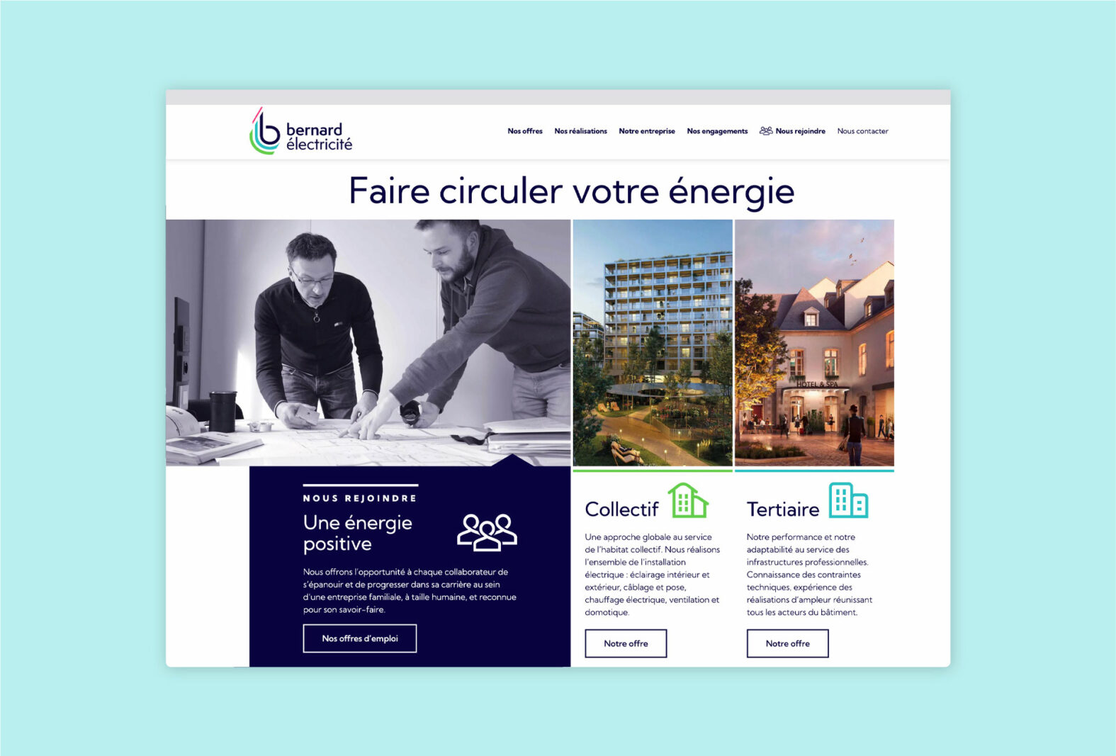 Bernard Électricité home page site internet